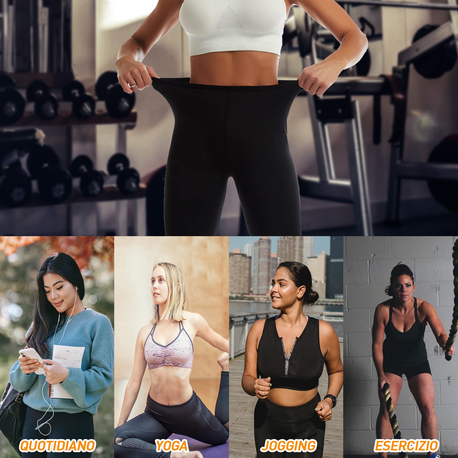 Pantaloni Sauna Dimagranti Donna Vita Alta Leggins Anticellulite Push Up Tuta Snellenti Effetto Sauna per Yoga Corsa Fitness