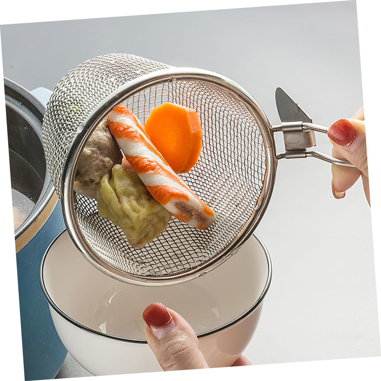 Cestello Per Pasta In Acciaio Inox - Colino Da Appendere Per Bollire Spaghetti, Ramen E Verdure - Foto 3