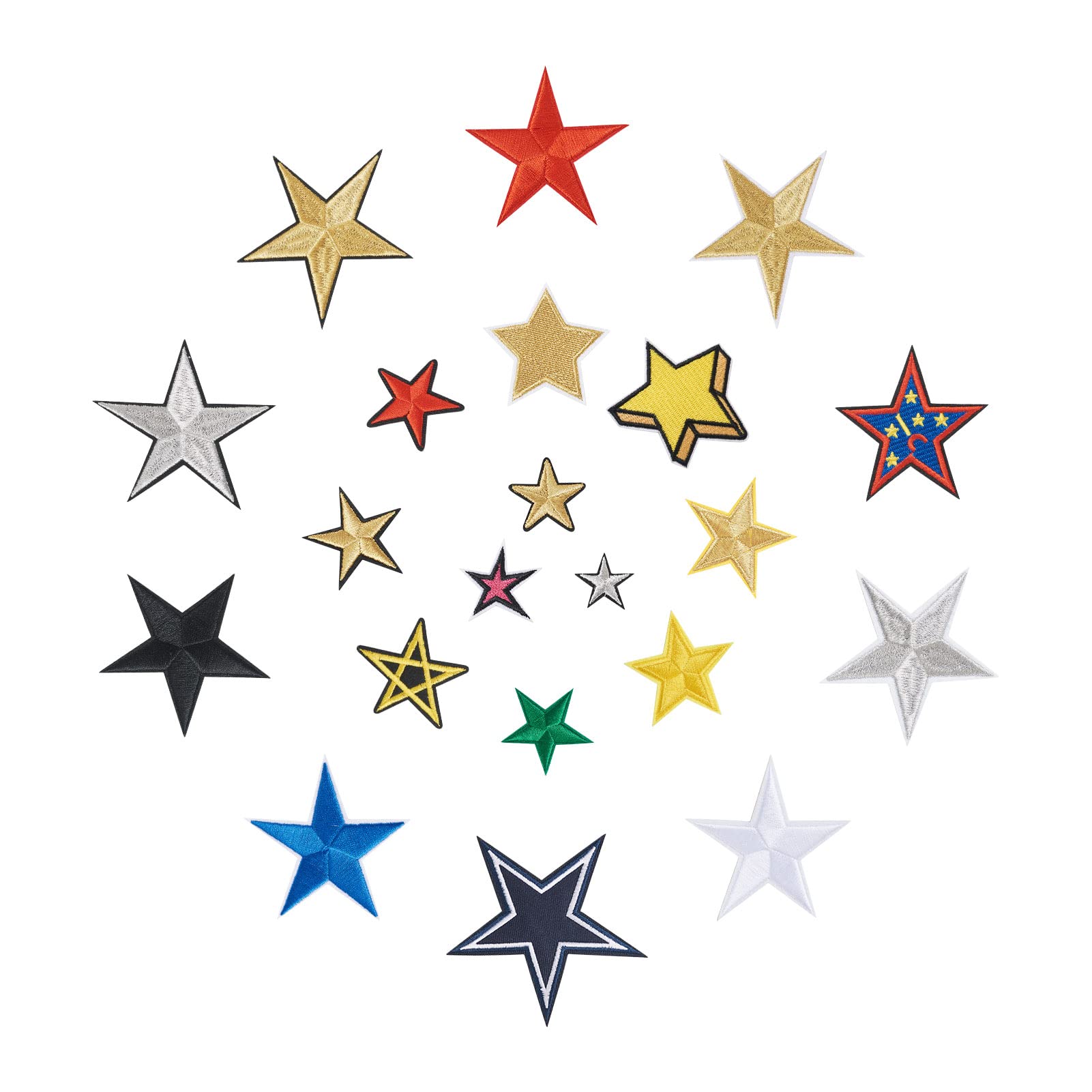 Bestewelry 42pcs Iron on Patches Sew on Patches Star Cloth Patches Embroidered Appliques Badge for Sewing Jacket Jeans Clothes Backpack Repair
