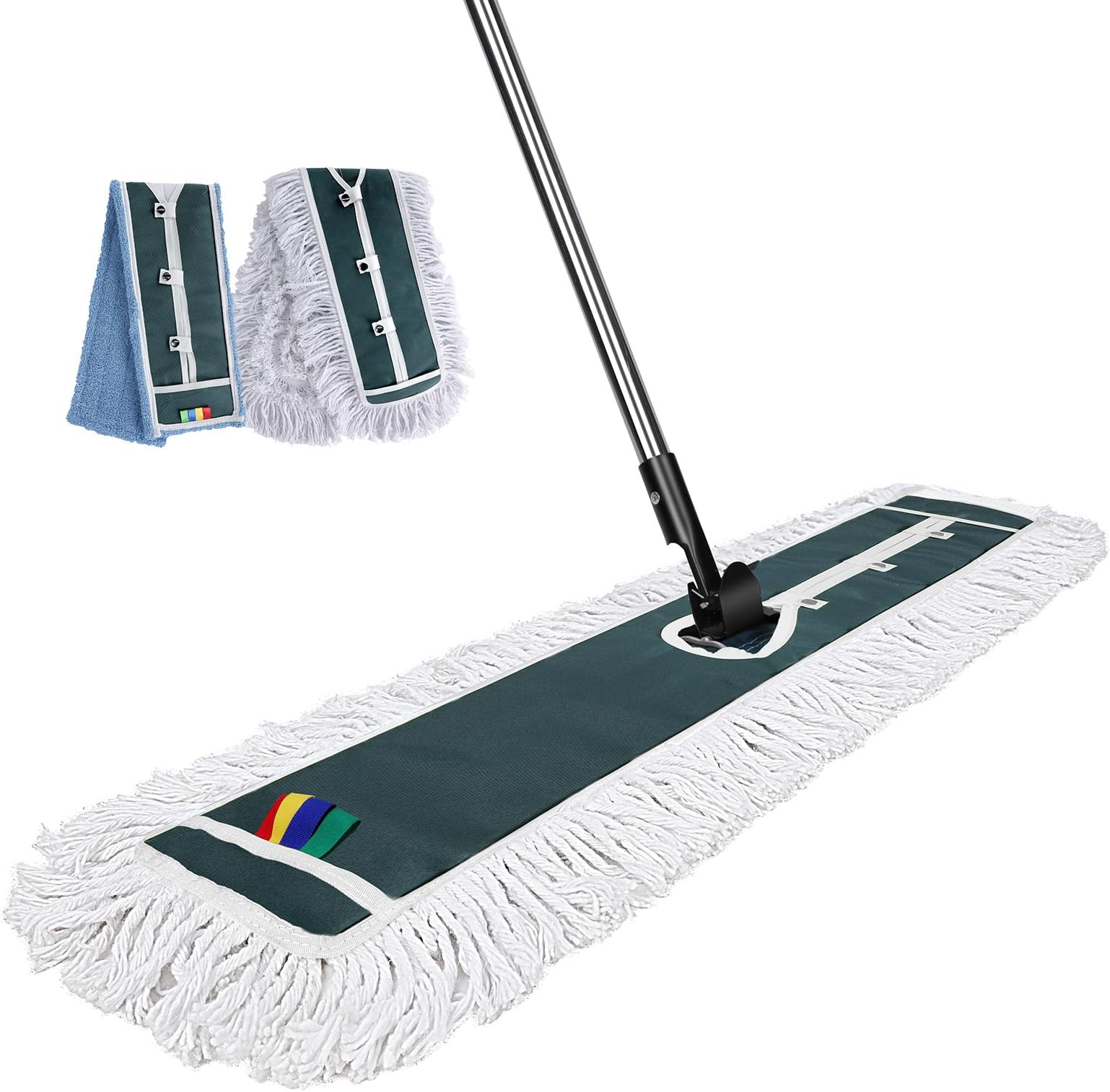 Masthome Industrial Mop,105cm Wide 360° Rotatable Flat Mops with 2 Reusable Microfibre & Cotton Pads,Heavy Duty Long Handle Commercial Wet/Dry Mop for Hard Floors Warehouse,Garage,Office