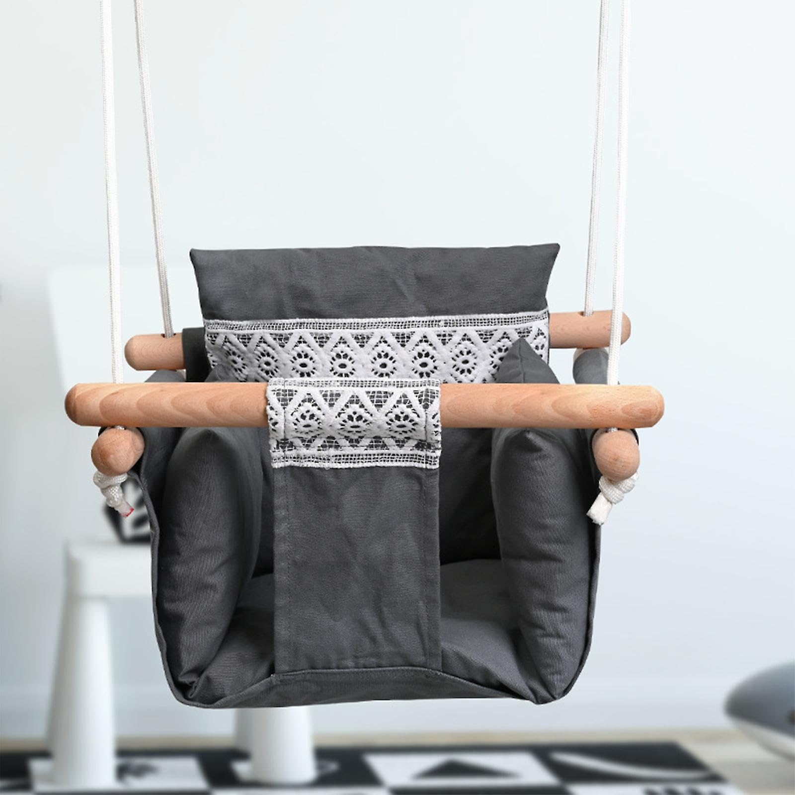 Cotton Baby Swing for Kids jhula 1-5 Years Swings Cradle Chair uyyala New Born Baby Gifts Foldable and Washable with Safety Belt, Home & Garden-image-45