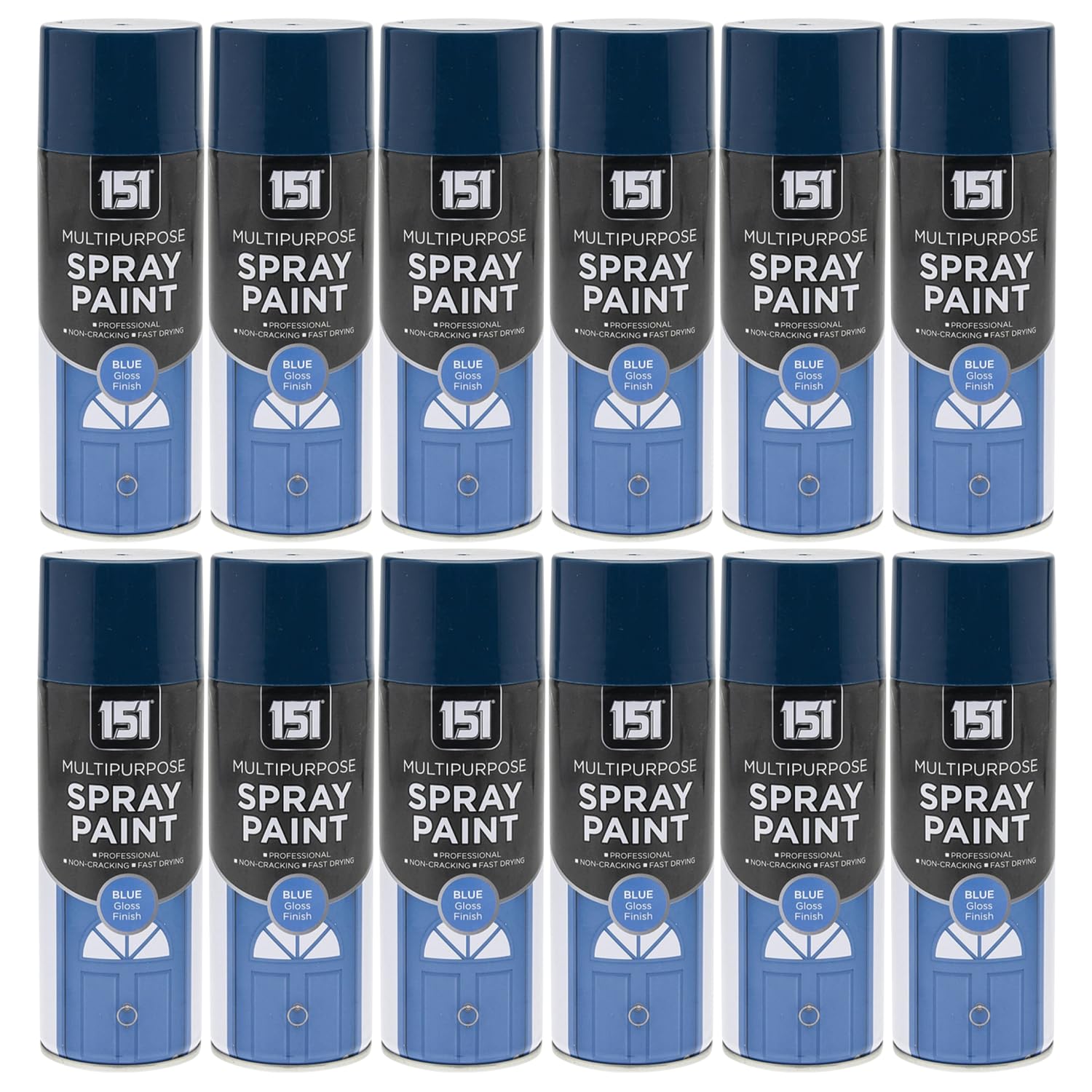 151 Blue Gloss Multi-Purpose Aerosol Spray Paint 400ml (12 Pack)