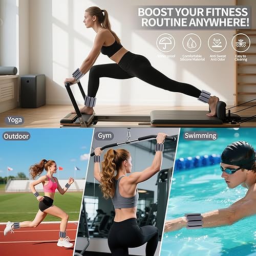 Miniatura 3 de Pesas de muñeca  Pesas ajustables para tobillo y muñeca para mujeres y hombres  Juego de pulseras con peso de 2 libras (1 libra cada una)  Pesas