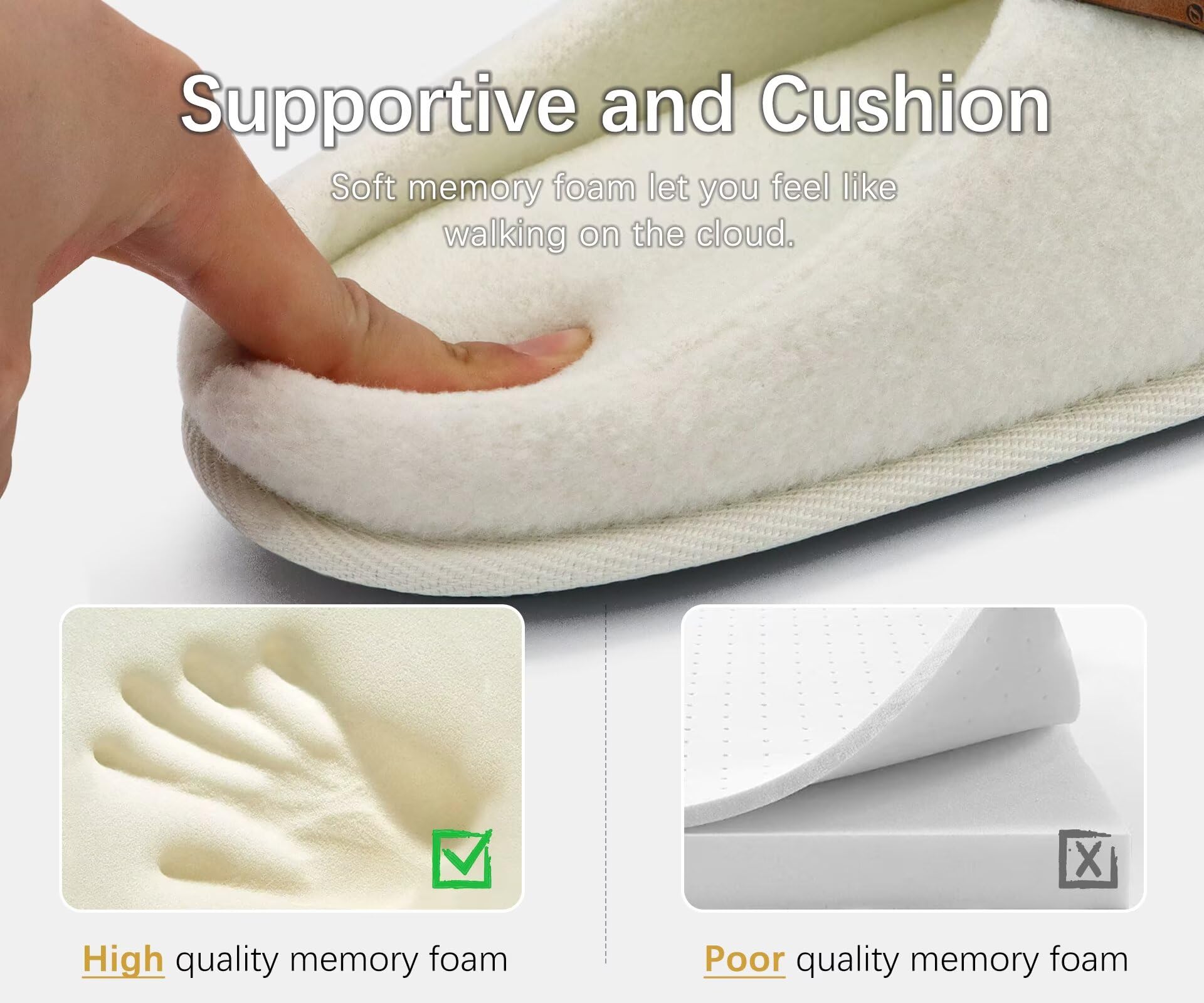 ONCAI Pantofole da Uomo Invernali, Comoda Memory Foam Calde Scarpe da Casa in Lana Con Suola Antiscivolo Taglia 40-49 EU