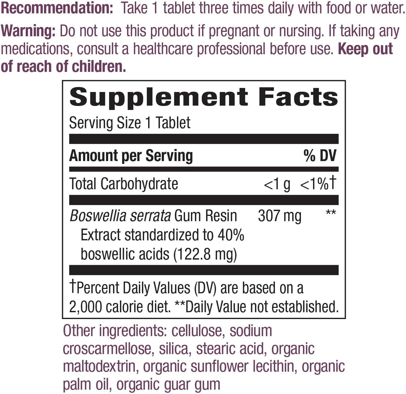 Nature's Way Boswellia Premium Extract, Supports Joint Mobility*, 307 mg Boswellia serrata Extract per Serving, Frankincense Supplement, Gluten Free & Vegan - 60 Tablets (Packaging May Vary) - Image 3