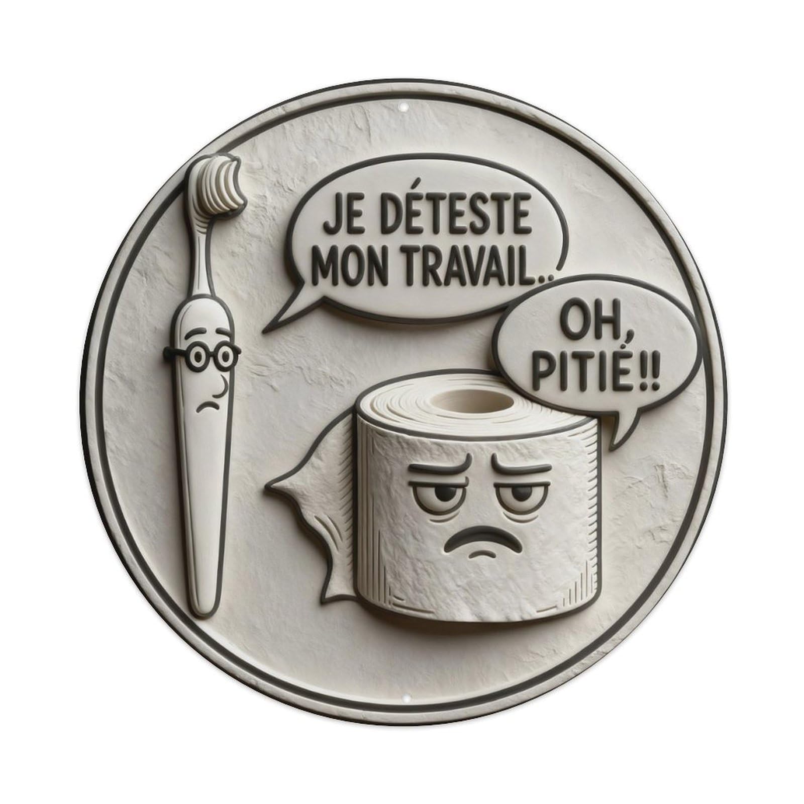 Zlatcbu Vintage French Bathroom Humor Dialogue Metal Tin Sign Retro Wall Art Poster, Decor For Home Living Room Bar Cafe Garage, 8X8 Inch
