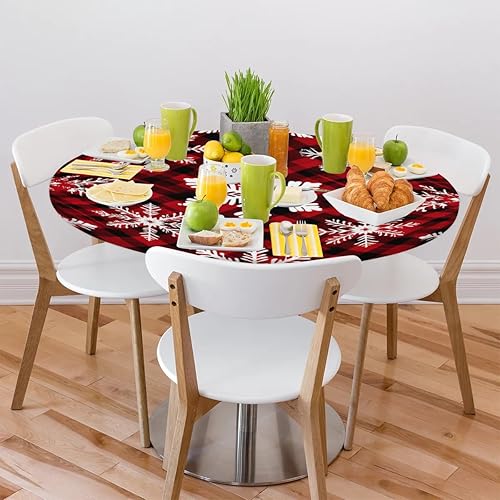 Vista 280 de Pardick Mantel redondo ajustable con diseño de flores de arte en acuarela con mantel elástico, mantel elástico redondo, impermeable, lavable, se