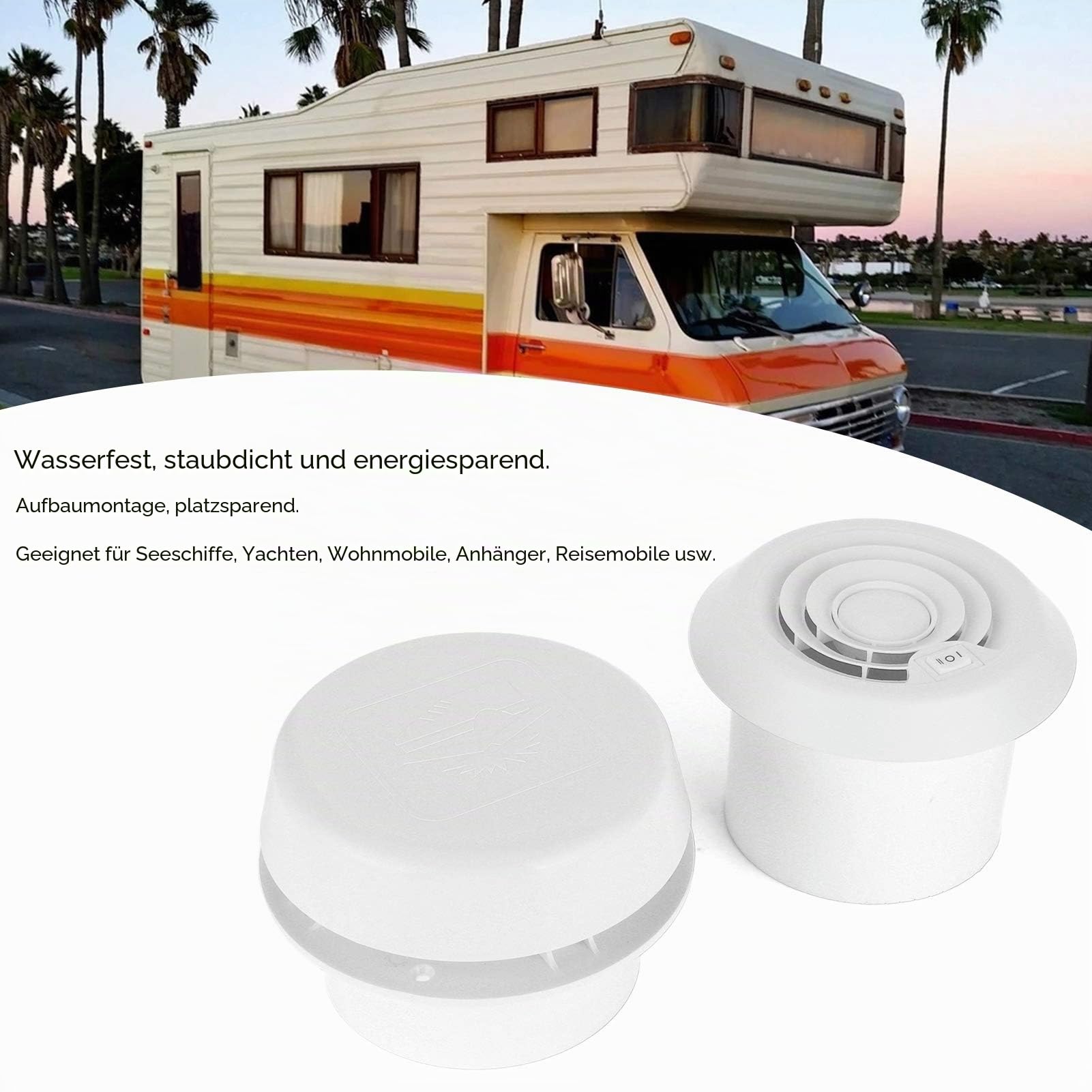 Aramox RV Fan, 12V ABS Dachlüfter Decke Leise Belüftung Kühlgitter für Wohnmobil Reiseanhänger Van