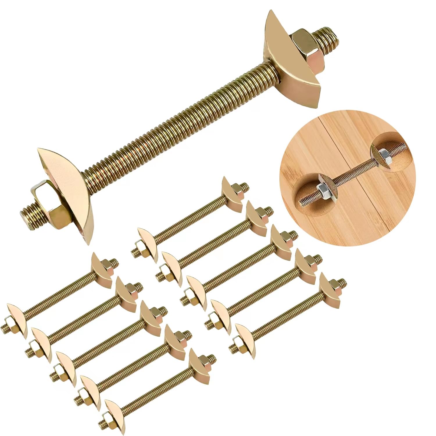 Furniture Fastening Connectors，Countertop Connector,Table Top Fasteners,Furniture Bolts Nuts Joint Miter Draw Bolt Countertop Flip Connector for Butcher Block Table Bed Connecting Kit (10 Sets)