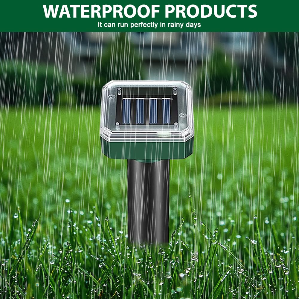 8 Pezzi Solare Repellente Ultrasuoni per Topi, Dissuasori per Topi da Esterno con IP65 Impermeabile, Adatto per Respingere Talpe, Talpe di Campagna, Serpenti e Gopher in Giardini (Quadrilatero)