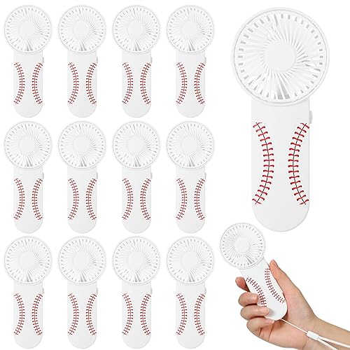 Honoson 12 Pcs Mini Portable Baseball Fan Bulk Small Personal