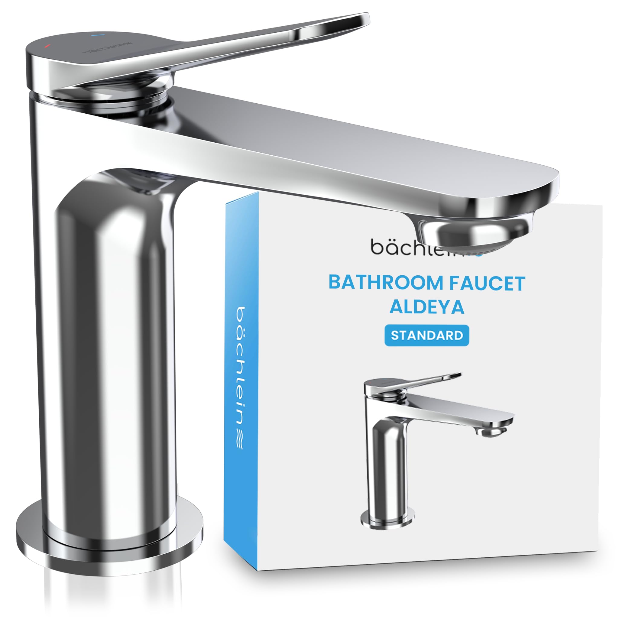 Bächlein Aldeya Modern Design Bathroom Tap with Durable Ceramic Cartridge and Mounting Kit Chrome