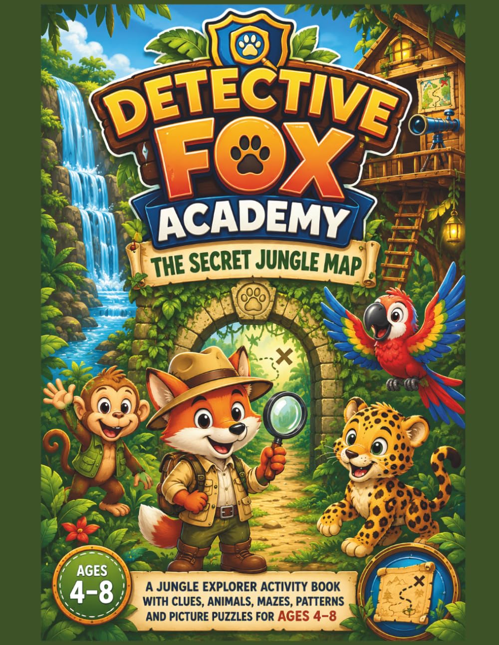 Detective Fox Academy: The Secret Jungle Map: A Jungle Explorer Activity Book with Clues, Animals, Mazes, Patterns and Picture Puzzles for Ages 4–8