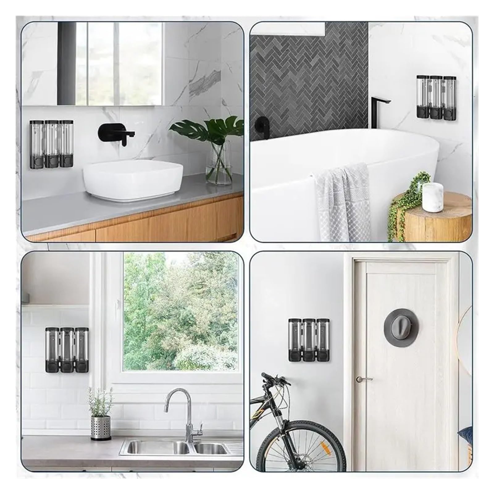 Dispenser Doccia Muro Dispenser da parete for ambienti 3 in 1 | Dispenser e organizzatore for pompa da doccia for bagno
