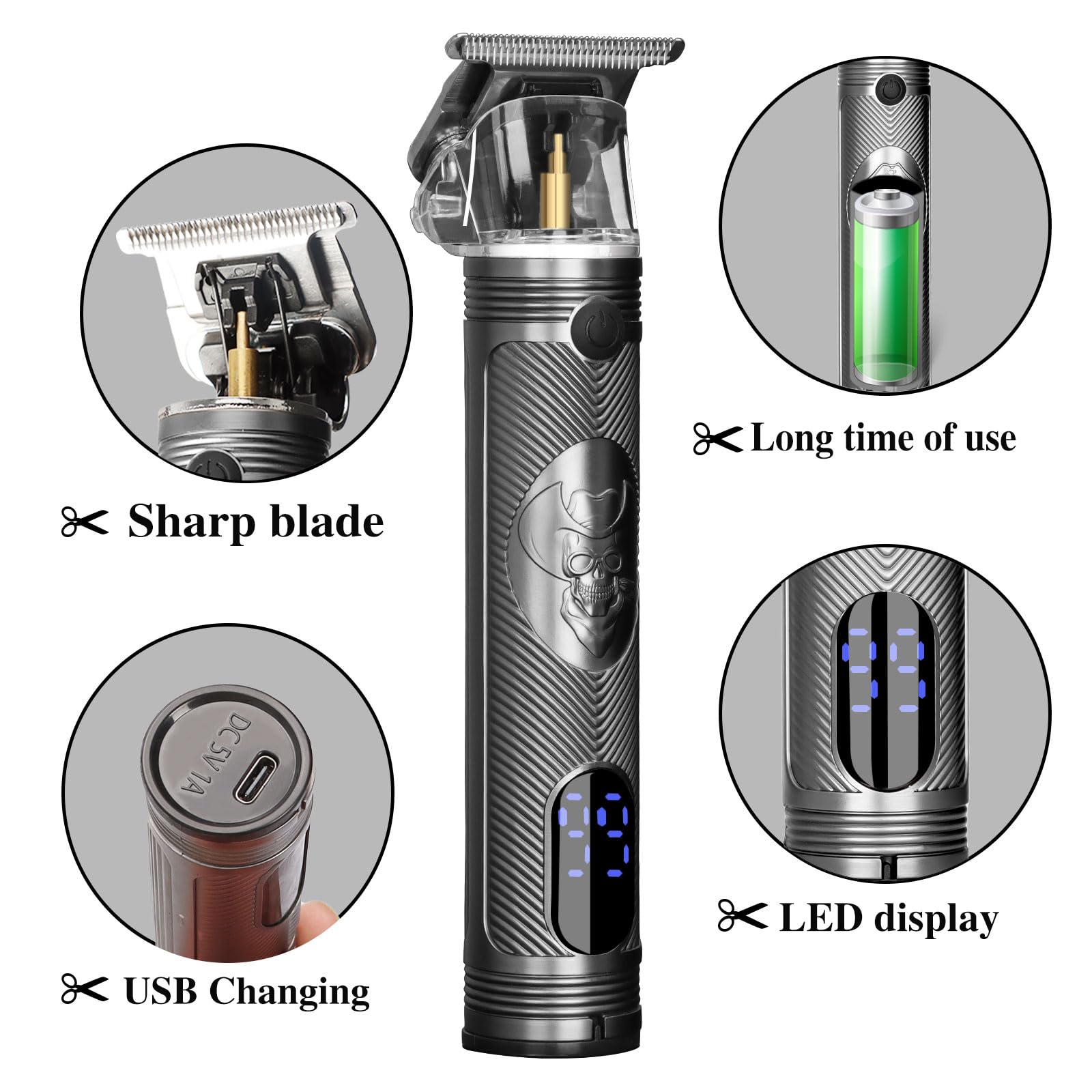 MEGZI Hair Clippers for Men,Beard Trimmer for Men Rechargeable,Zero gapped Cordless Razor Shavers T Liners for Beard Trimmer Men Clippers (Black) - Image 2