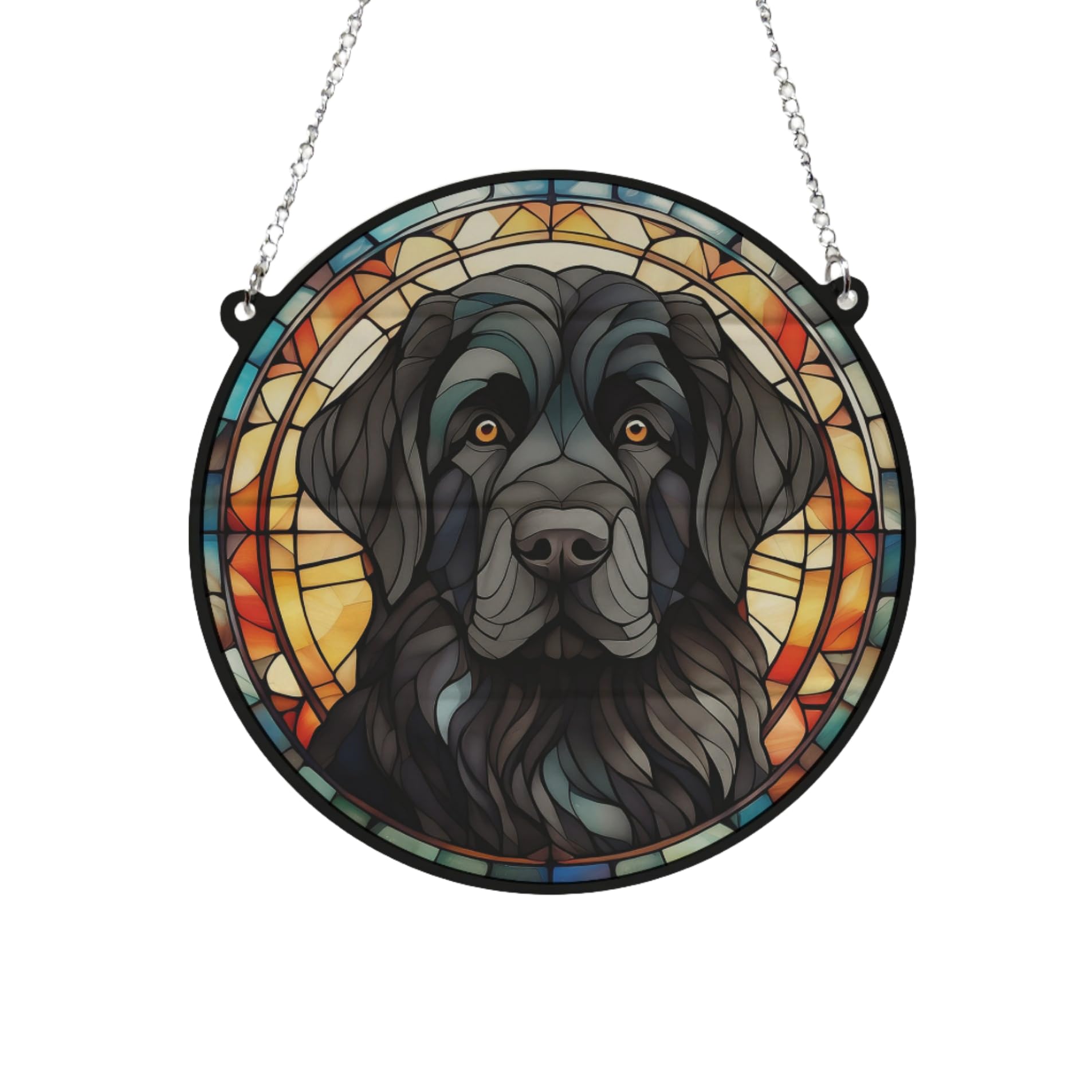 Newfoundland Stained Glass Effect Suncatcher Gift for Dog Lovers - 19cm
