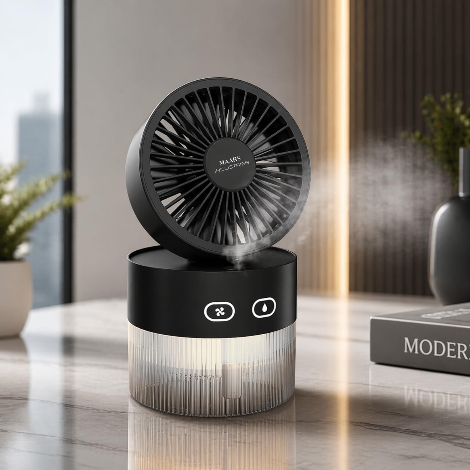 Mini Fan with Mist Spray, AA Battery Operated, 3-Speed Desk Fan | 330ml Water Capacity | Adjustable Mini Personal Fan | Small Desk Fan for Office & Home-image-49