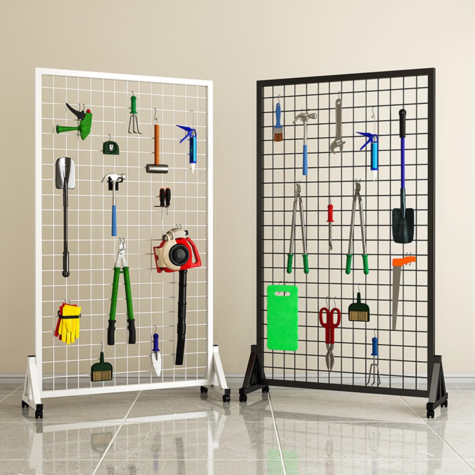 YJEUZCD Freestanding Grid Wall Panels Standing Wire Grid, Movable Display Rack, Privacy Screen Divider, Craft Show Retail Display Rack (Color : White, Size : 23.6x47.2in)