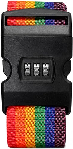 Velmora Rainbow Luggage Strap Belt with 3-Digit Combination Lock