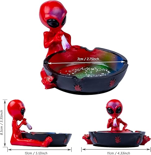 Miniatura 5 de Ceniceros geniales para cigarrillos, decoración de ceniceros de fantasía alienígena para oficina en casa, regalo de adorno (rojo, alienígena)