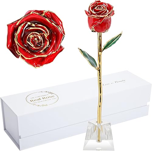 Regalos para mamá, rosa dorada, rosa bañada en oro hecha de rosa real, regalos para ella y los mejores regalos para la madre, rosas doradas (rosa