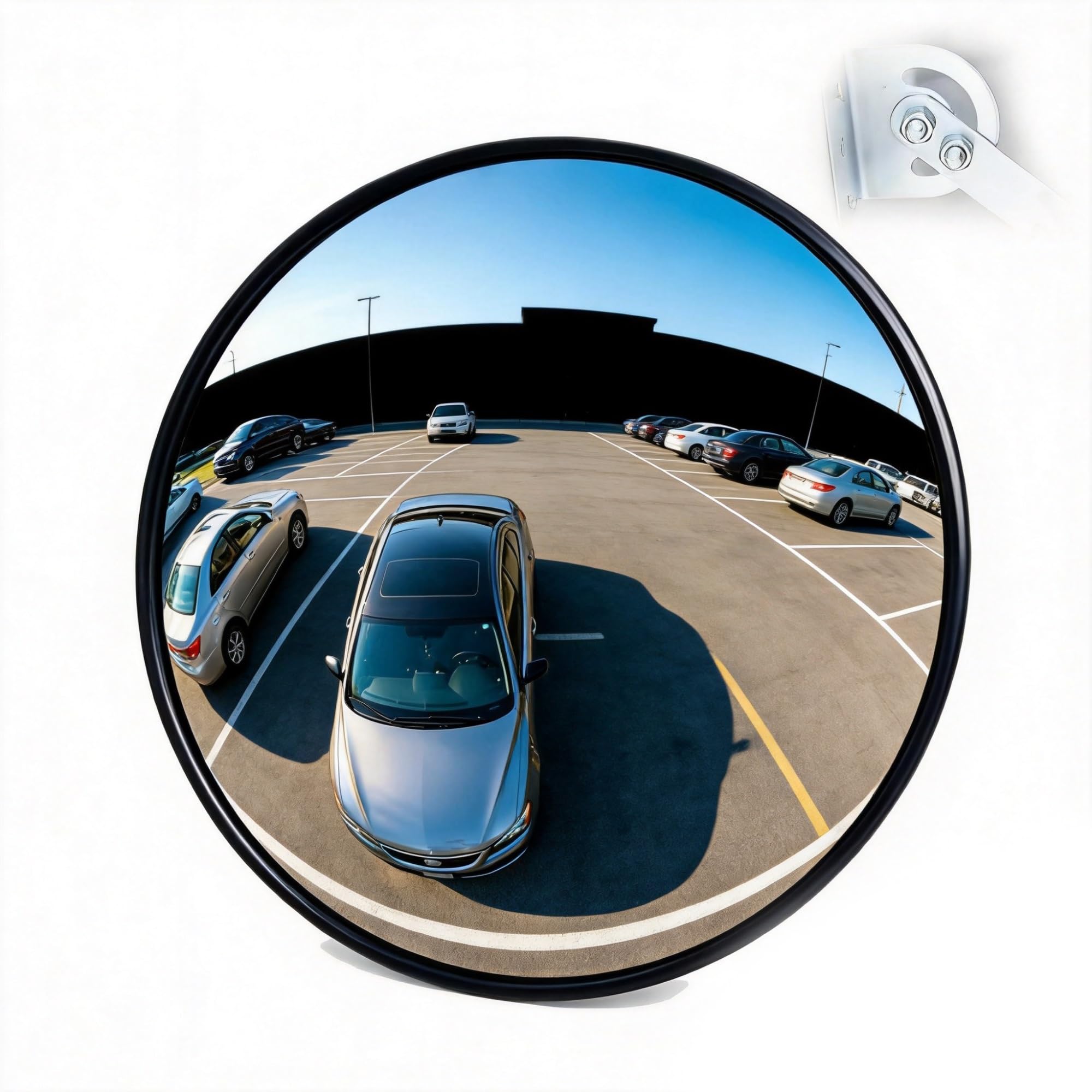 Specchio convesso grandangolare da parete, specchio di sicurezza rotondo per angoli, per la sicurezza di garage, negozi e magazzini, con vista laterale(24in)