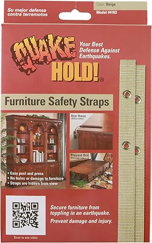Miniatura 2 de Quakehold! Kit de correas para muebles, cierres para terremotos para preparación ante desastres, correas de seguridad a prueba de niños para RV,
