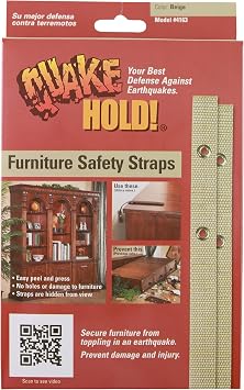 Quakehold! 4163 15-Inch Furniture Strap Kit, Beige (Pack of 2)