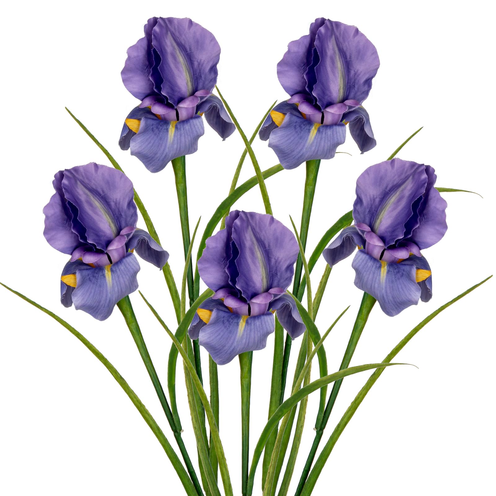 DILATATA Iris Flowers Artificial 5 Pcs Real Touch Long Stems