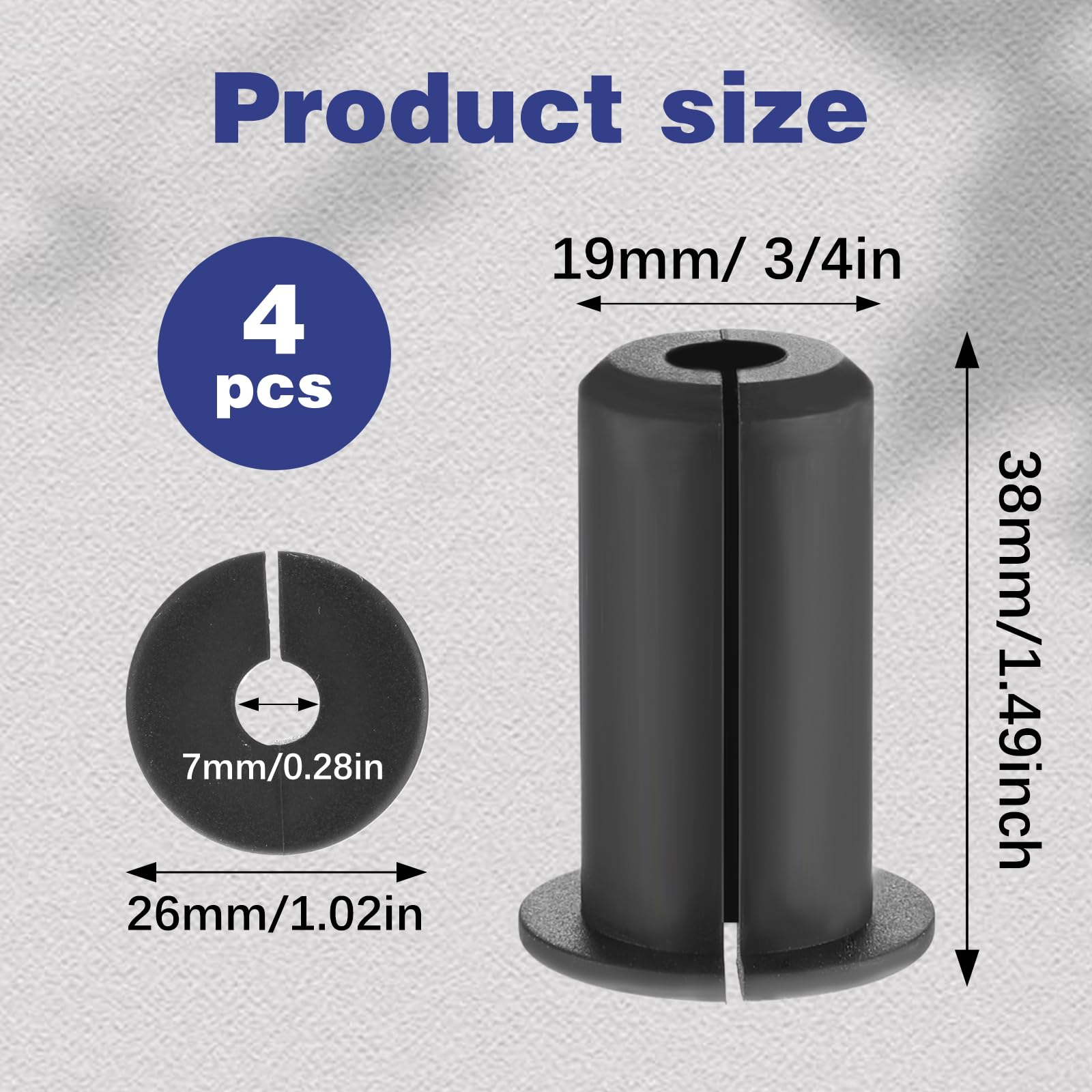 Bywen Cable Grommet Kit - 4 Pack Black Hole Covers For Desk & Wall, Fits 3/4 Inch Holes For Starlink Ethernet Cable Management - View #9