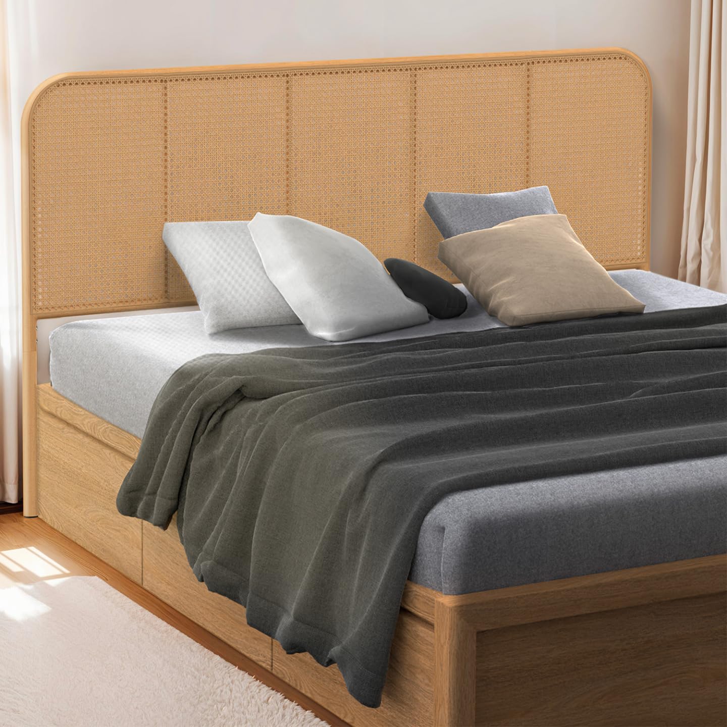 IDMarket - Tête de lit sur Pied Flora 160 cm façon cannage