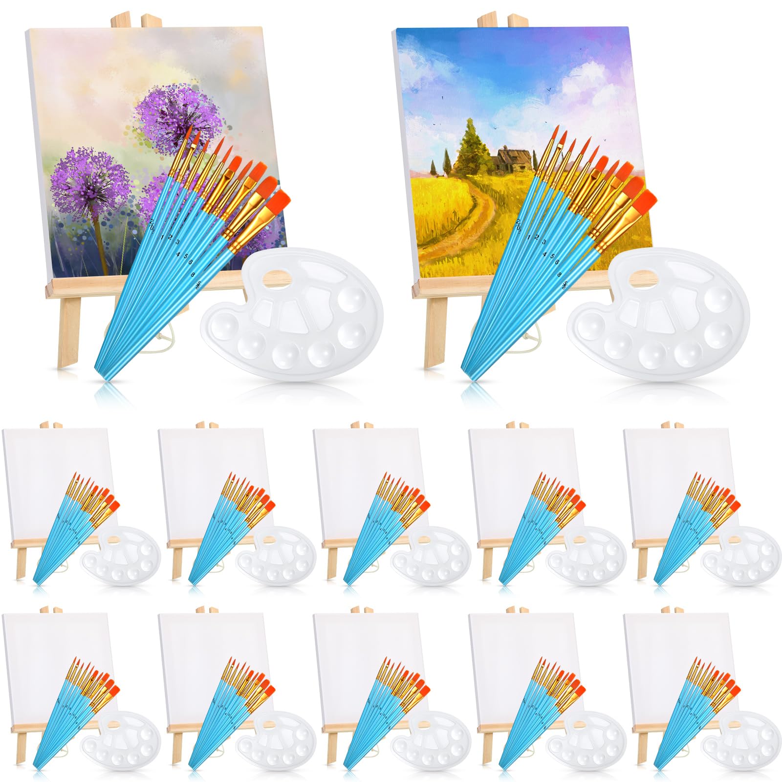 156 Pcs Paint Set 12 Set Painting Supplies Kit for Kids Adults Painting Party Valentines Day Gifts Painting Canvas Panel with Wooden Easel for School Classroom Exchange Gift Valentine's Day Favor