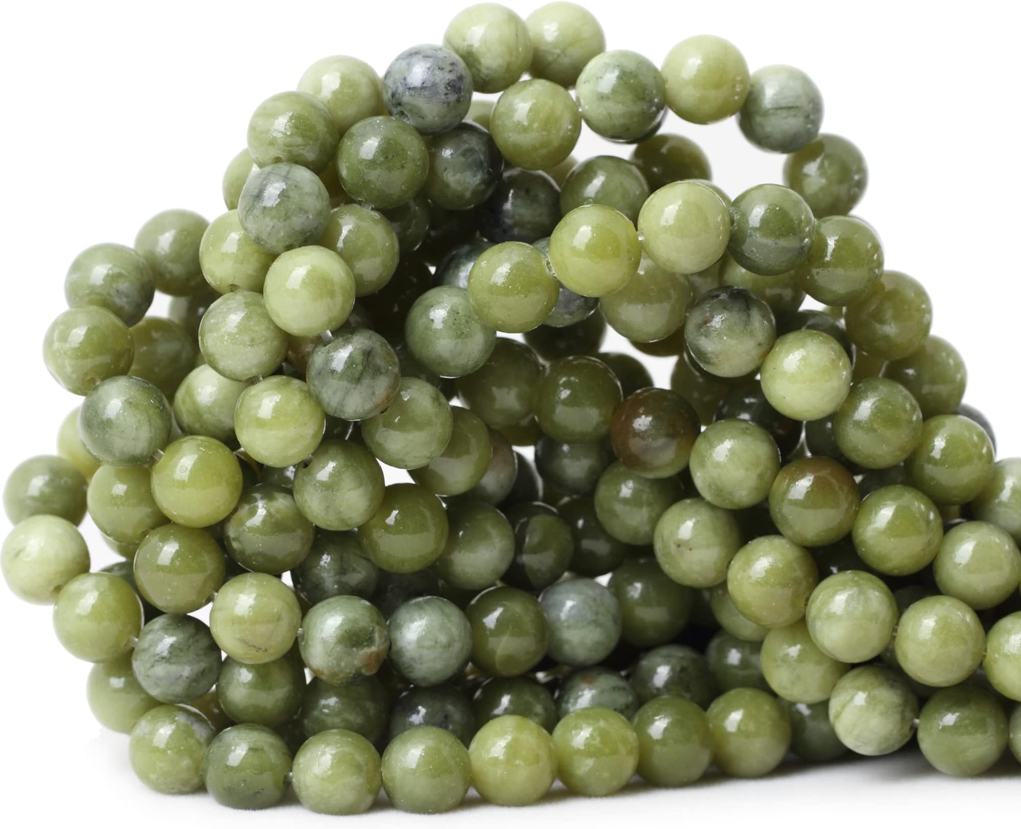 45PCS 8mm Natural Taiwan Green Jade Round Loose Beads for Jewelry Making DIY Bracelet Necklace Materials 1 Strand 15"