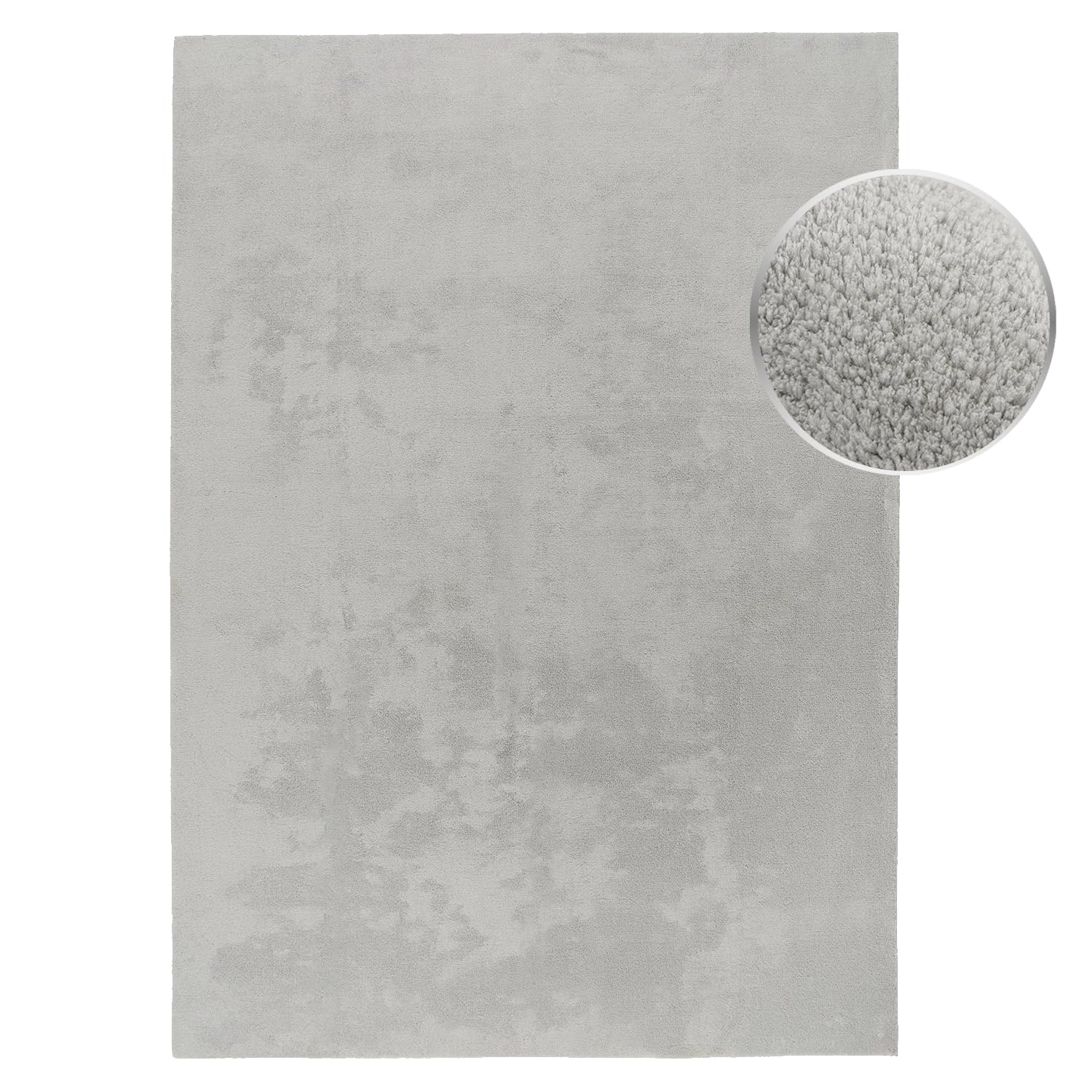 Tapis à poils courts - Gris - 160 x 220 cm - Lavable - Doux - Antidérapant - Pour salon, chambre à coucher - Aspect fourrure - Facile d'entretien - Tissu plat moderne et élégant - Couleur unie