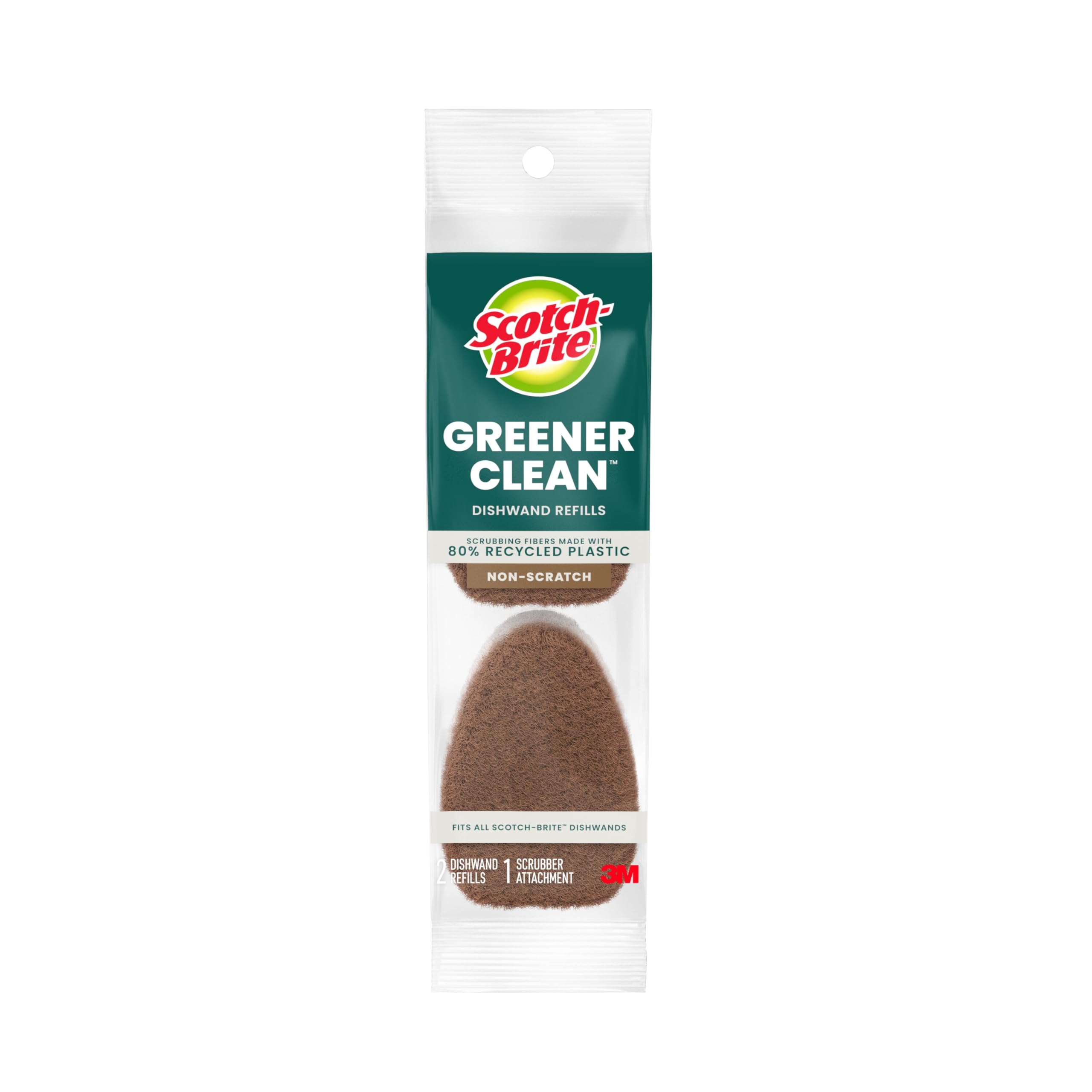 Scotch-Brite Greener Clean Non-Scratch Dishwand Refill, 14 Pack
