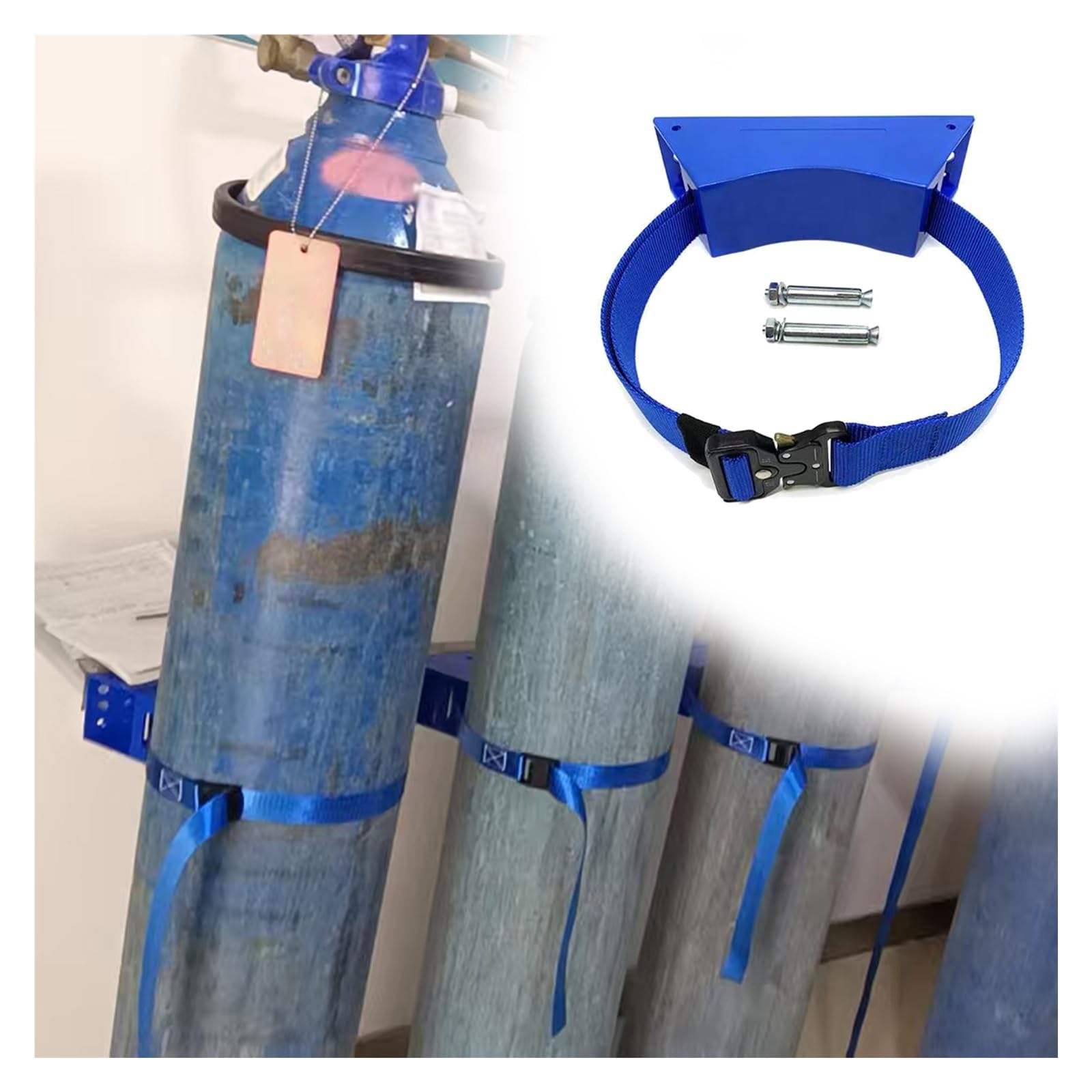 GHHVFEC Oxygen cylinder rack,Sturdy Industrial Wall Cylinder Holder for Hospitals & Workshops, Portable Propane & Oxygen Tank Storage Rack, 7 Pack Bracket for Secure Gas Bottle Storage