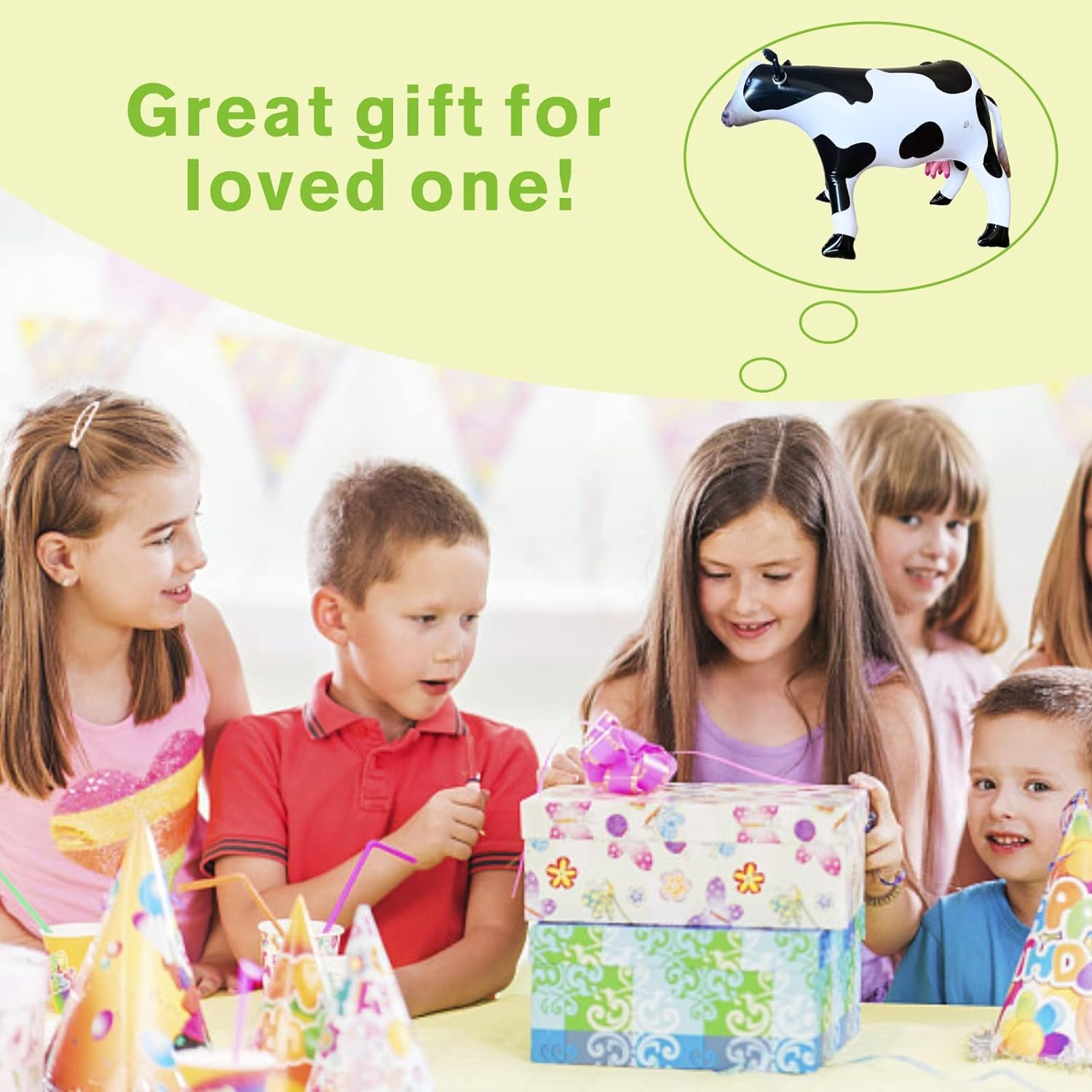 Inflatable Cow Blow Up Animal Toy, Farm Animal Party Decoration, 100 cm, Black and White - Image 4