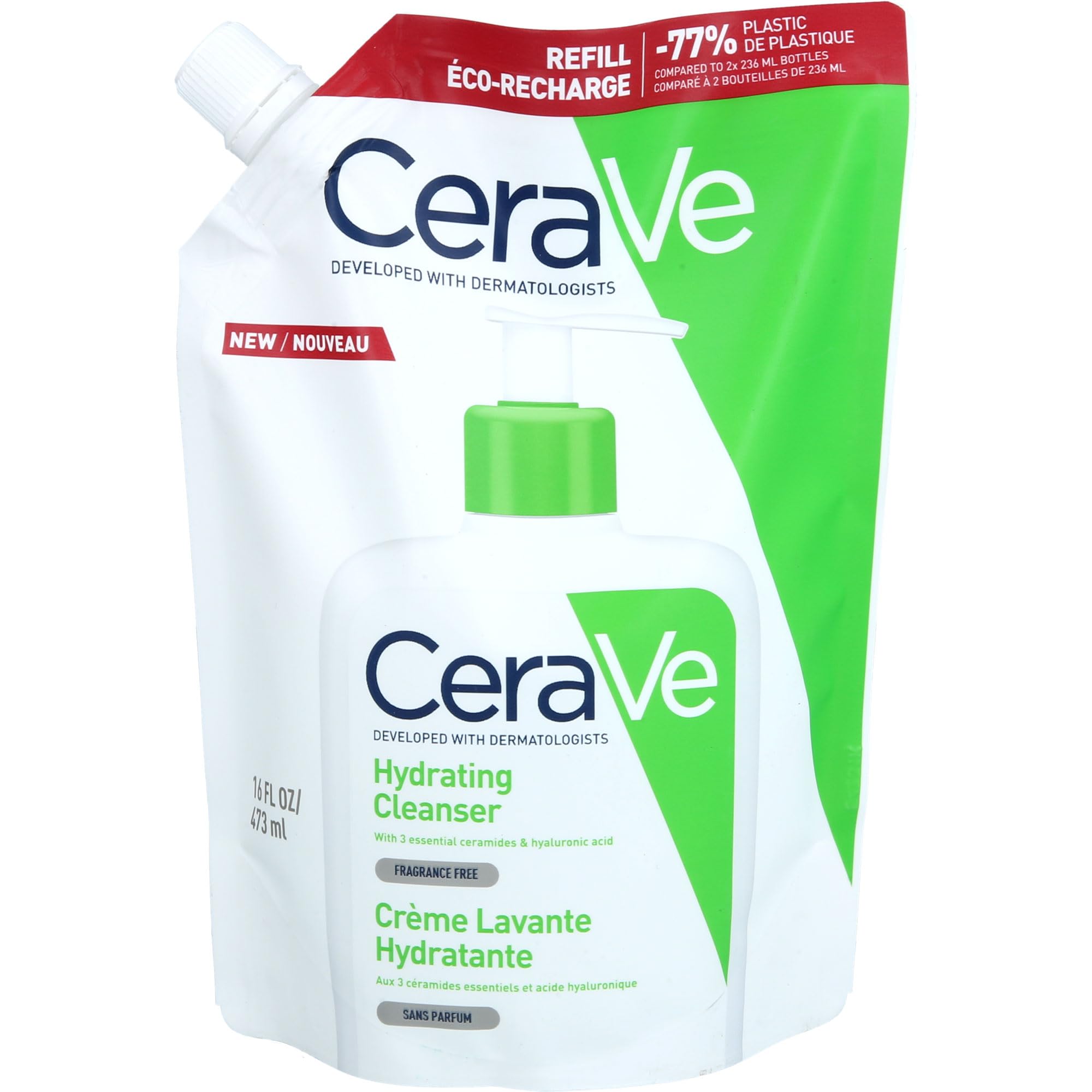 CeraVe - Crème Lavante Hydratante 236ml + Lait Hydratant 20ml | Crème Lavante Hydratante 24h Nettoyant Visage & Corps à l'Acide Hyaluronique sans savon pour Peaux Normales à Très Sèches