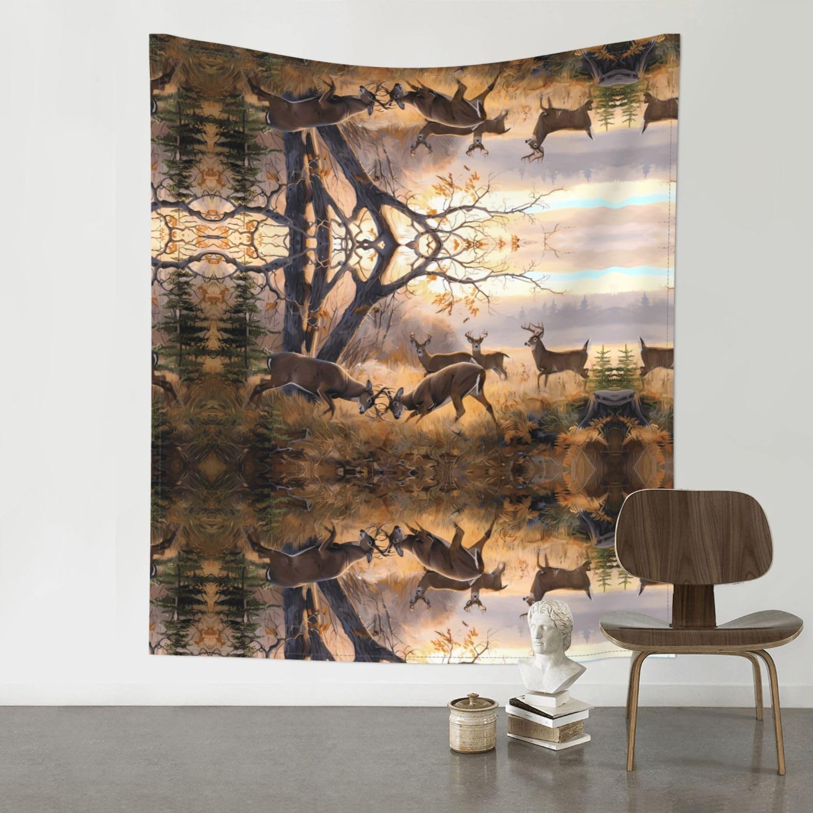 YYHWHJDE Deer Hunting Prints 60x51in Wall Tapestry – High-Grade Polyester Throw for Dorm, Beach & Home Decor