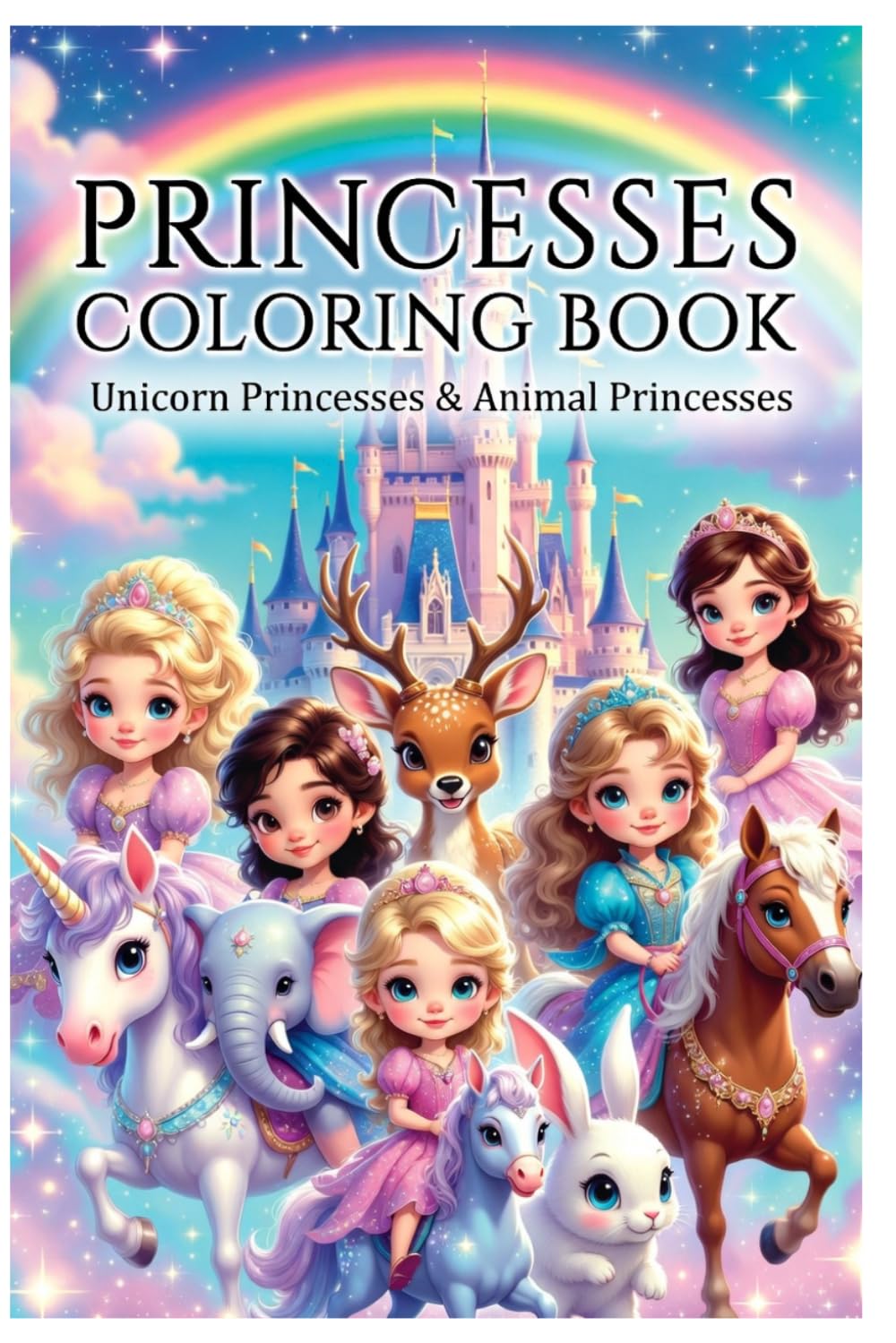 Princesses Coloring Book: Unicorn Princesses & Animal Princesses | 10 Magical Pages