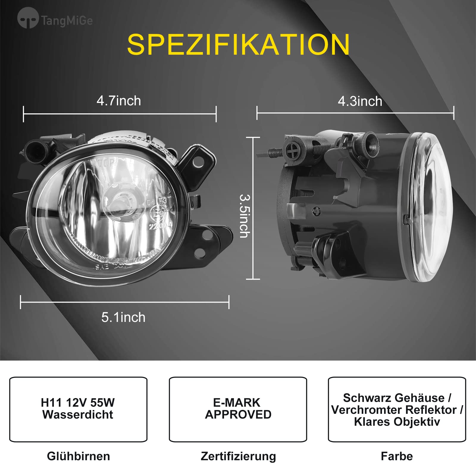 TangMiGe Nebelscheinwerfer für Mercedes Benz W169 W245 W204 S204 C219 W212 S212 C207 A207 X164 X156 X204 W164 W221 C216, SMART Fortwo (451) (Klar)
