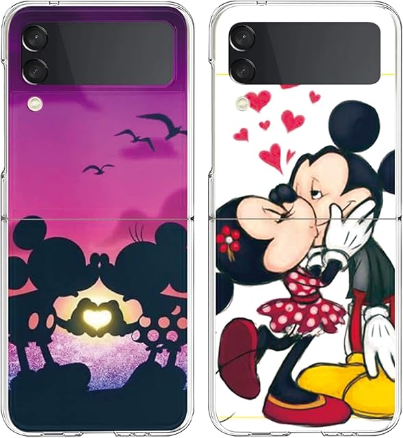 [2 pcs] Cartoon Case Compatible with Samsung Galaxy Z Flip 4 5G 6,7 inch Case,Cute Anime Character Design Kawaii Patten Hard TPU Clear Protective Bumper Cover for Samsung Z Flip 4
