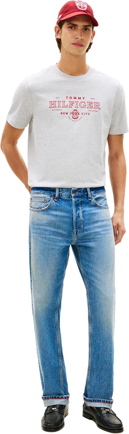 Tommy Hilfiger Men's Short Sleeve Cotton Graphic T-Shirts with Printed Heritage Logo Graphic