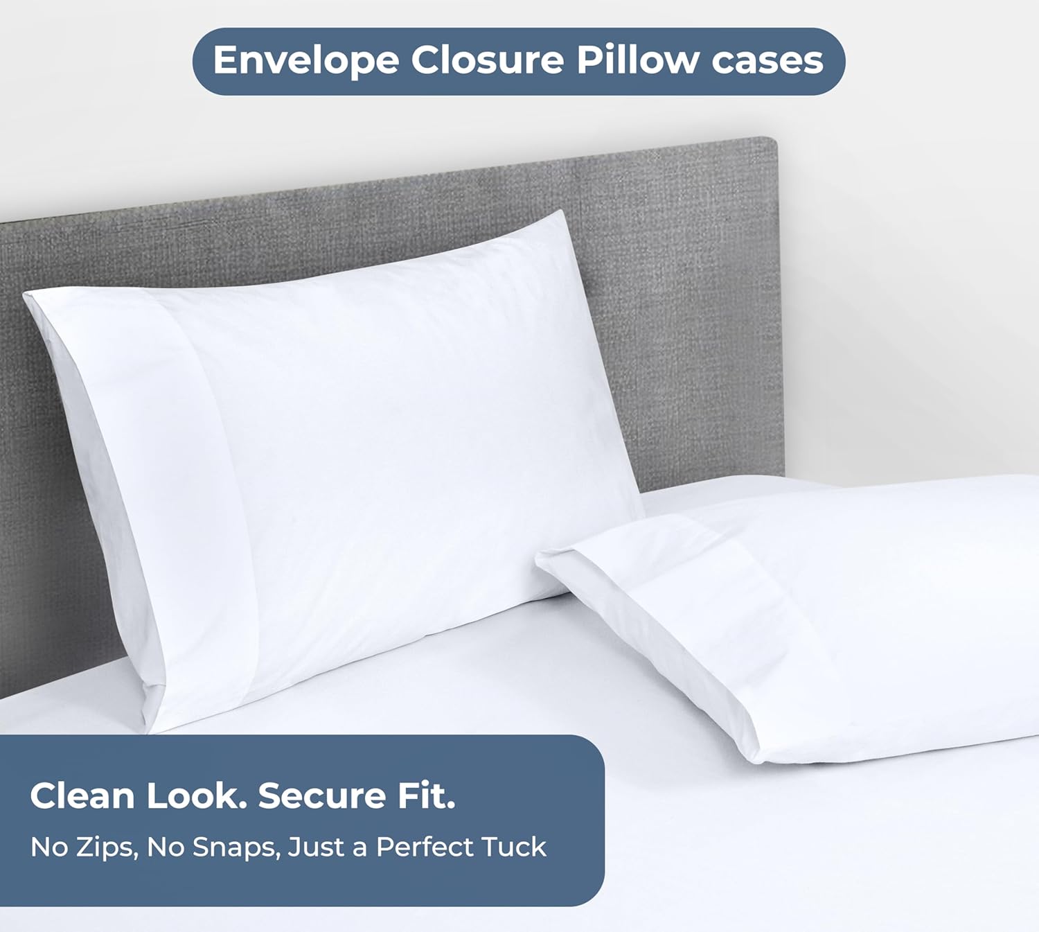 ROYALE LINENS Fitted Sheet with Pillowcases - Queen Fitted Sheets with 2 Pillowcases - 300 Thread Count 100% Organic Cotton - Fits Mattress Up to 18" Deep - Soft & Breathable - White (No Flat Sheet) - Image 4