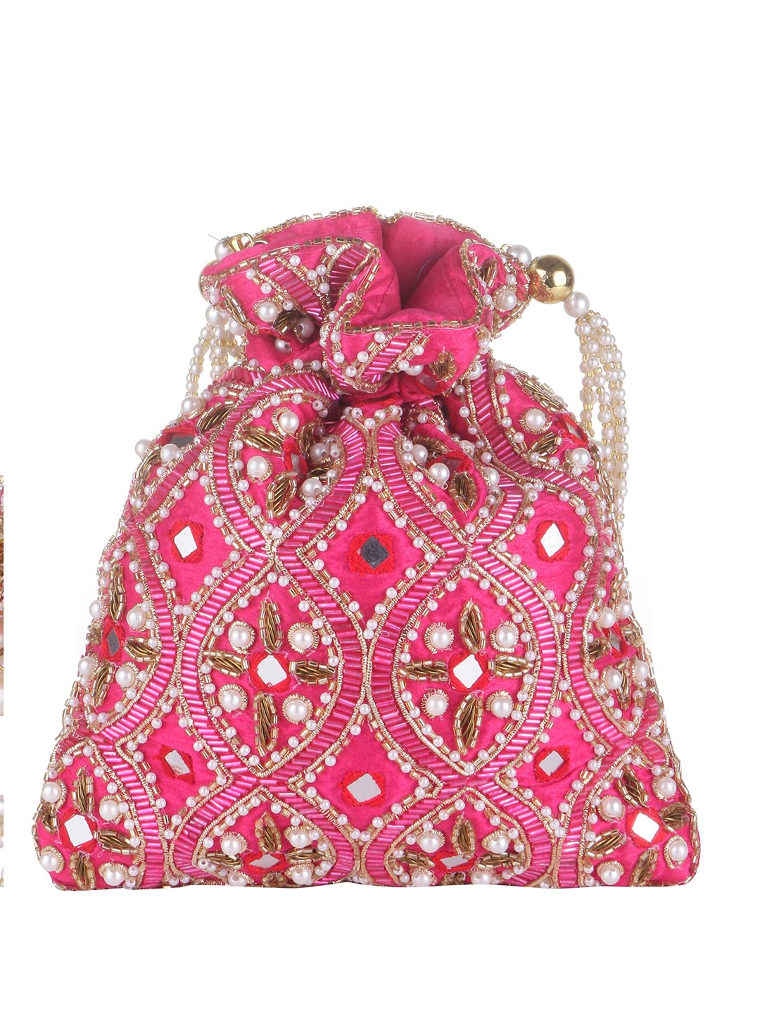 SWISNI Long Fringes Ethnic Potli Bag Ethnic Potli ||Embroidery Traditional Occasional Potli ||Embellished Handmade Embroidered Potli Bag (Pink) (B0C3MHDPVK) Amazon Price History, Amazon Price Tracker