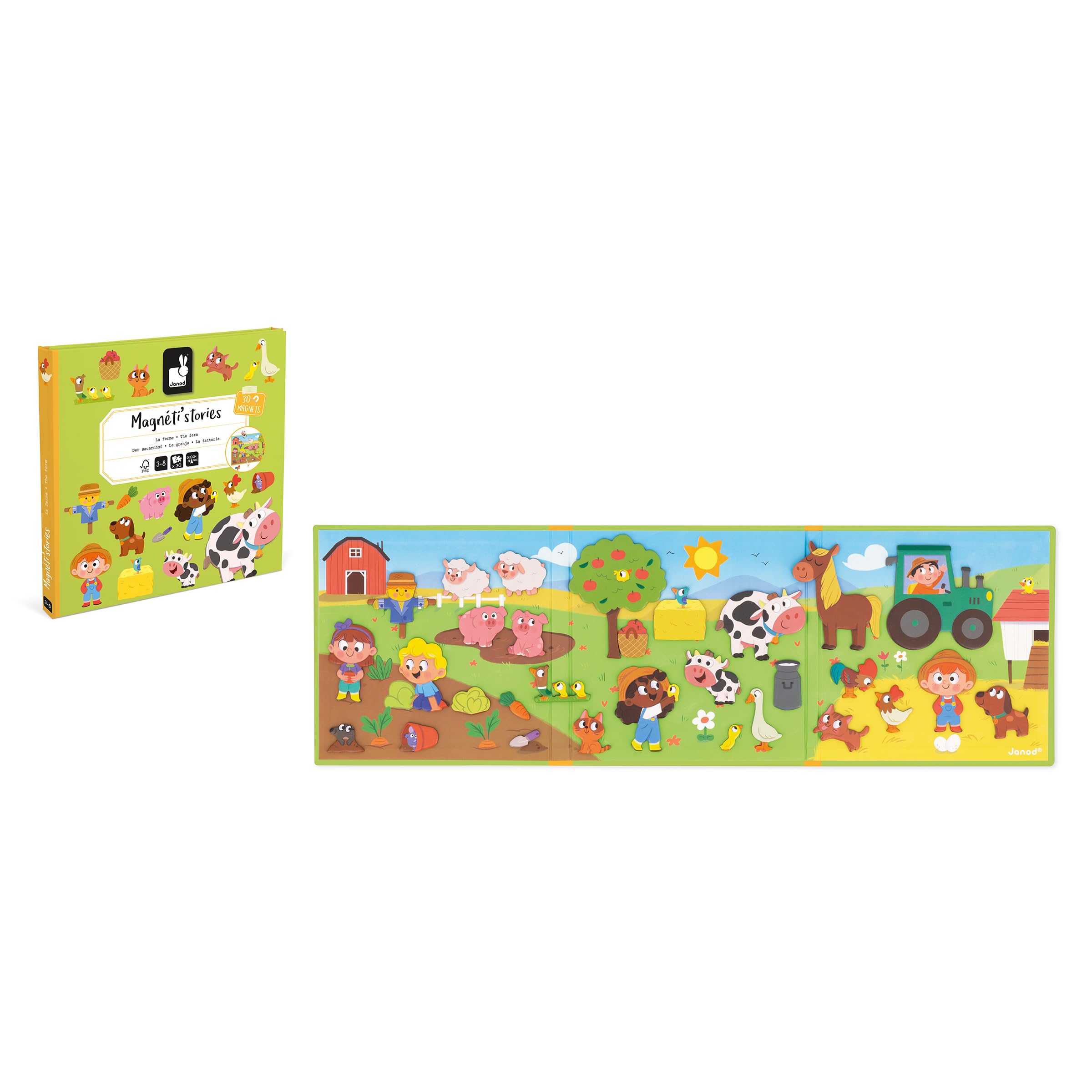 Janod - Magnéti'Stories La Fattoria - Gioco Educativo Magnetico 30 Calamite - Giocattolo per Bambini in Cartone FSC - Sviluppa l'Immaginazione e Le Abilità Fino-Motorie - dai 3 Anni, J05451