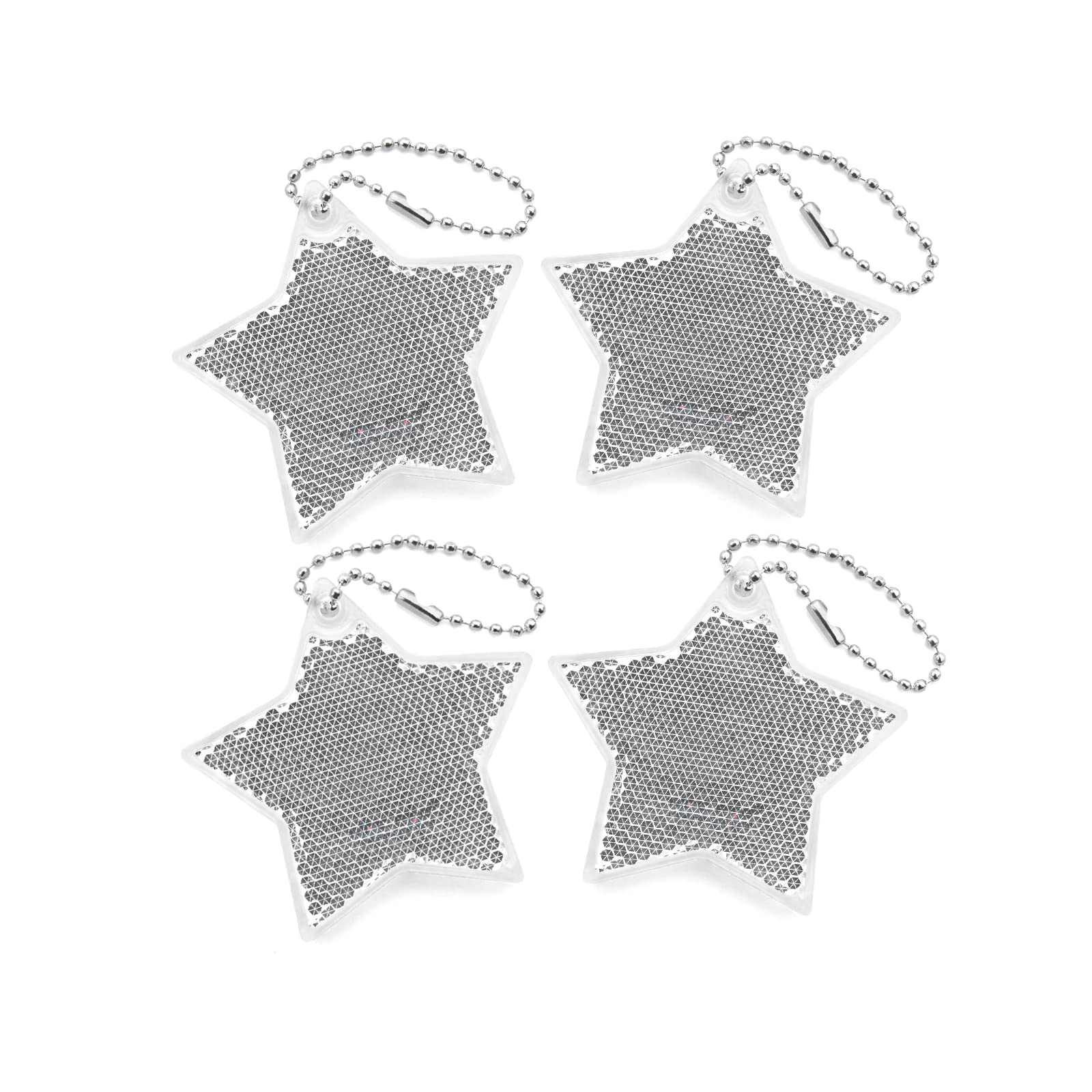 DEMYPROX funflector Safety Reflectors - Stars - Stylish Reflective Gear for Jackets, Bags, Purses, Backpacks, Strollers and Wheelchairs White-4-pack
