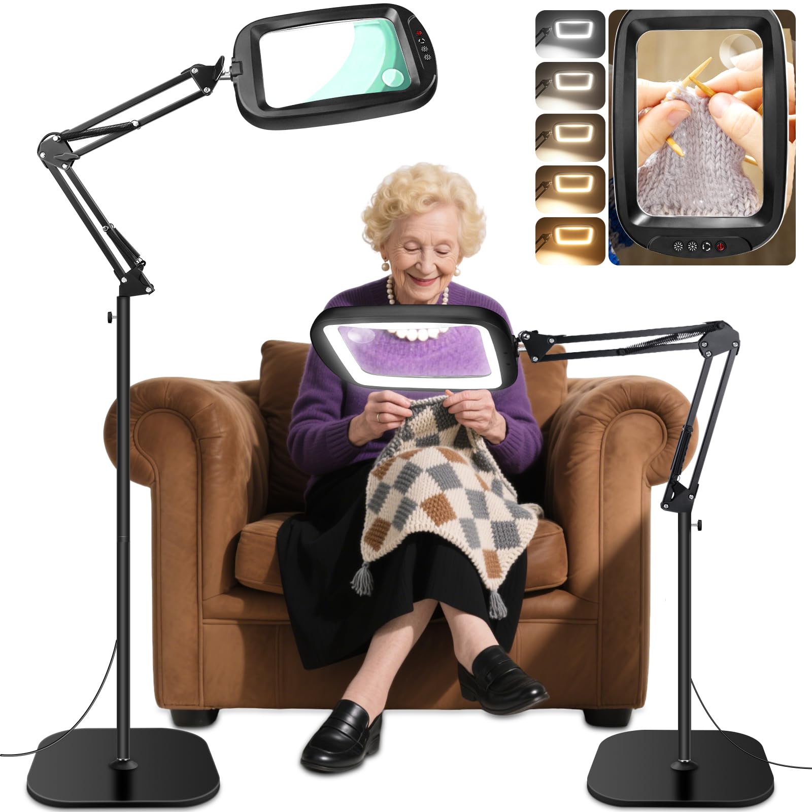 7 Best Lighted Magnifier Floor Lamps for Seniors (with Light and Magnification) 2 30X/10X Floor Magnifier Lamp