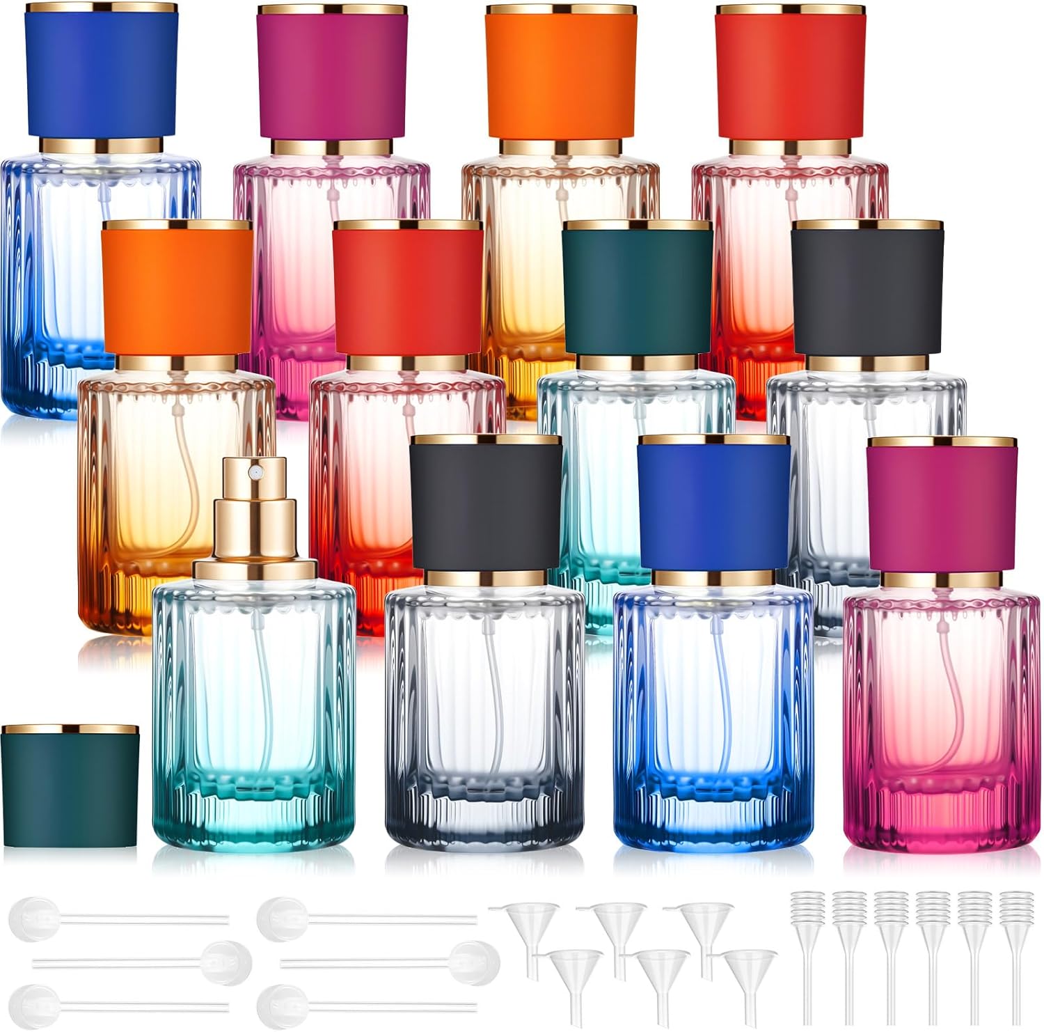 12 Pcs 50 ml Perfume Cologne Bottles Empty Refillable Travel Glass Chic Empty Perfume Spray Bottles Decorative Set for Men Women Portable Dispenser Fragrance Container Set (Multicolor) 12 Pcs 50 ml Perfume Cologne Bottles Empty Refillable Travel Glass Chic Empty Perfume Spray Bottles Decorative Set for Men Women Portable Dispenser Fragrance Container Set (Multicolor)