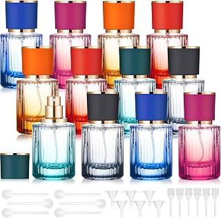 12 Pcs 30 ml Perfume Cologne Bottles Empty Refillable Travel Glass Chic Empty Perfume Spray Bottles Decorative Set for Men Women Portable Dispenser Fragrance Container Set